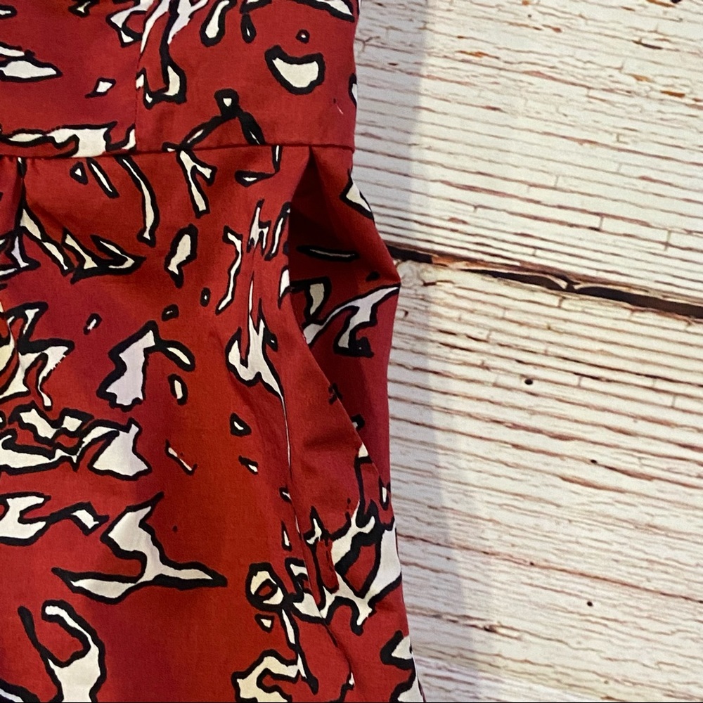 The Limited Abstract Floral Print Dark Red Strapless Dress Sz 0 - Picture 12 of 13